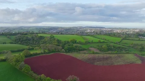 Fields and Farms over Torquay from a drone, Devon, England, Europe Stock Footage 274715664