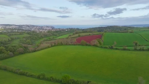 Fields and Farms over Torquay from a drone, Devon, England, Europe 動画素材 274715717