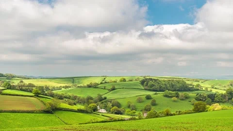Fields and Farms in Time Lapse, Torquay, Devon, England Stock Footage 241194822