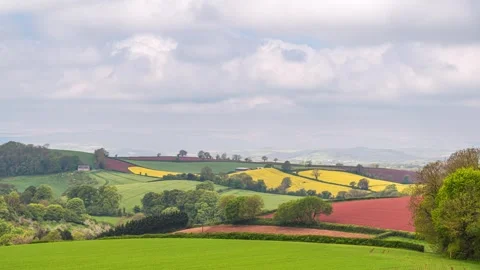 Fields and Farms in Time Lapse, Torquay, Devon, England Stock Footage 241217641