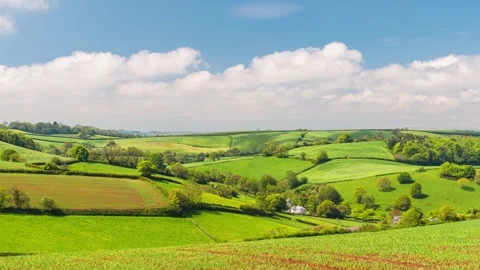 Fields and Farms in Time Lapse, Torquay, Devon, England Stock Footage 241226360
