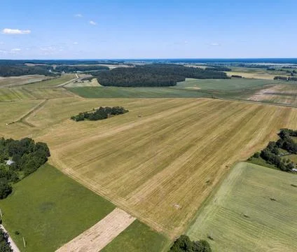 Fields and forests at sunset. Stock Photos