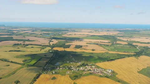Fields and forests, view from the plane Stock Footage 170097071