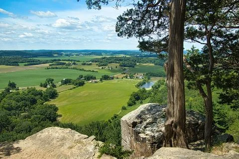 Fields and Forests Viewed from Rock Stock Photos