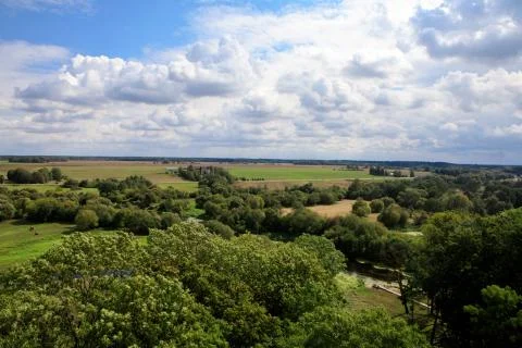 Fields and meadows around small town Krekenava Stock Photos