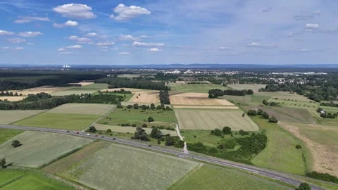Fields and a road Stock Footage 285926657