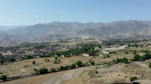 Fields and Trails from High Above Stock Footage 274474226