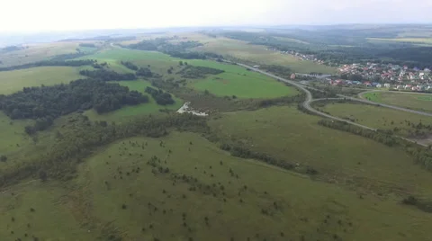 Fields and village from the air 스톡 동영상 68165906