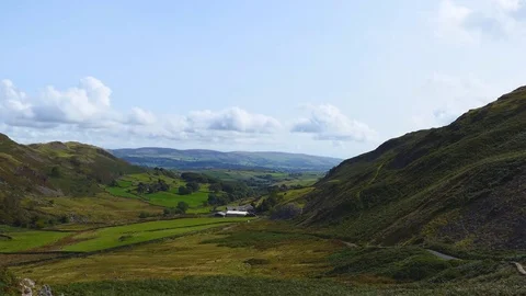Fields between the mountains. Stock Footage 80999701
