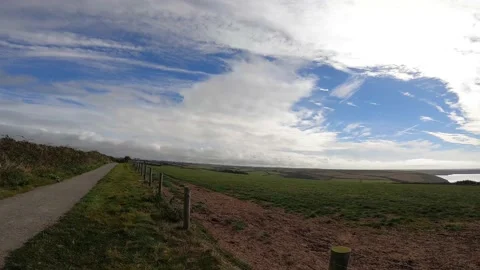 Fields on Coast 4k Stock Footage 162256546