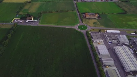 Fields of corn cultivation aerial view on sunset Stock Footage 79731501
