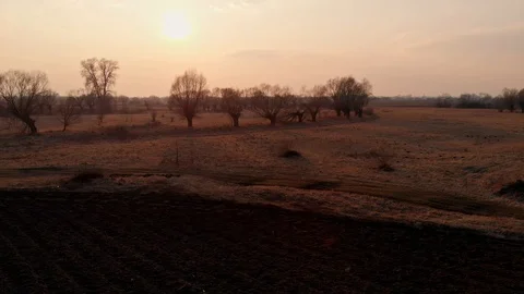 Fields by countryside landscape during late autumn Stock Footage 89899908
