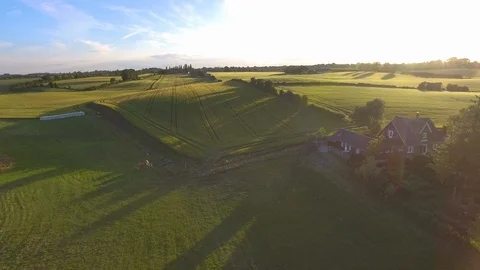 Fields in golden hour on island Video stock 113040864