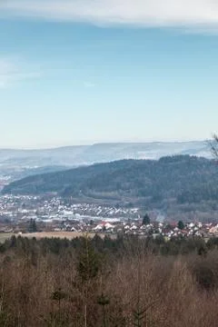 Fields, hills, forests and civilization in Germany Stock Photos