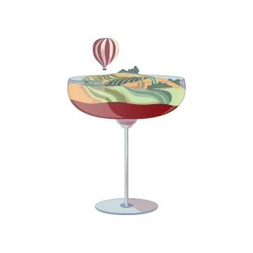 Fields in the hills inside the glass. Vector illustration on white background. イラスト素材