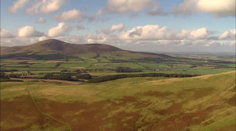 Fields, Hills, Trees And Buildings In The Scottish Lowlands Stock-Footage 65259390