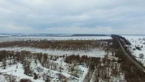 Fields, hilly terrain, Creek. quadrocopter Stock Footage 73094926