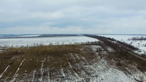 Fields, hilly terrain, Creek. quadrocopter Video stock 73095164