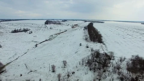 Fields, hilly terrain, Creek. quadrocopter Stock Footage 73095176