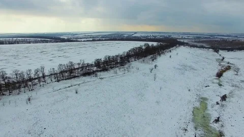 Fields, hilly terrain, Creek. quadrocopter Stock Footage 73095774
