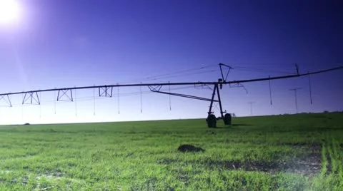 Fields with irigation device 스톡 동영상 10725042