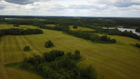 Fields at the lake Polonskoe. Tractor Stock Footage 100871209