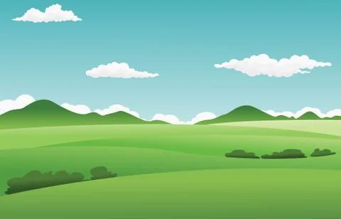 Fields landscape with blue sky and clouds. 스톡 일러스트