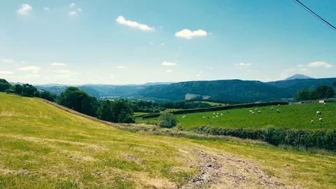 Fields, meadows, hills and mountains. Wales Stock Footage 114802595