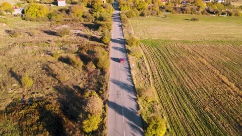 Fields Road Old Car Centered Follow Stock Footage 201481198
