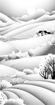 Fields Rolling Hills Farm Landscape Background Stock Illustration