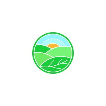Fields, sun and leaves vector symbol Stock Illustration