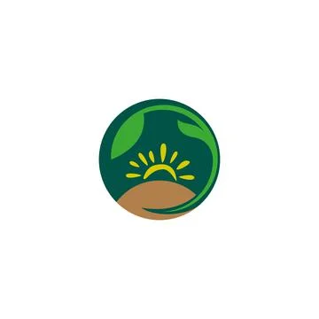 Fields, sun and leaves vector symbol Stock Illustration