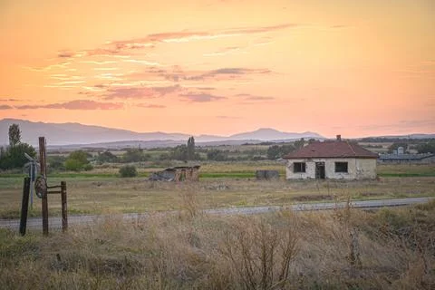 Fields  in sunset Stock Photos