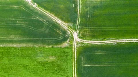 Fields top-down view from the drone Stock Photos