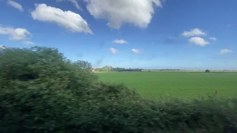 Fields from train typical countryside in South England Kent sussex boarders UK - Stock Footage 159161220
