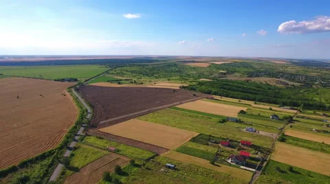Fields with various types of agriculture, aerial shot Stock Footage 65603726