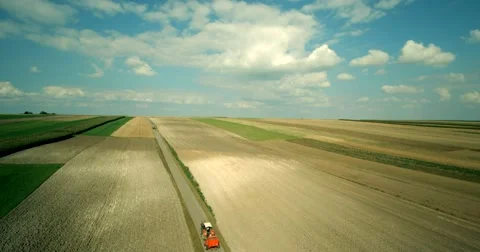 Fields with various types of agriculture, aerial shot Stock Footage 66671529