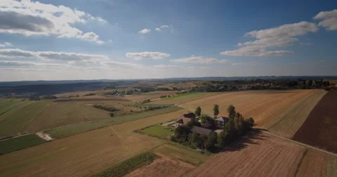 Fields with various types of agriculture, aerial shot Stock Footage 66673659