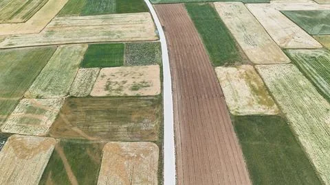 Fields winding road Foto stock