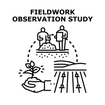 Fieldwork observation study concept collecting data 库存插图