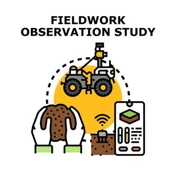 Fieldwork observation study concept illustration with smart technology Stock Illustration