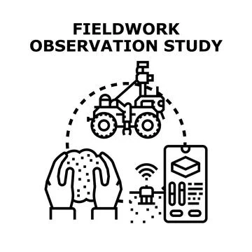 Fieldwork observation study concept illustration with smart technology Stock Illustration