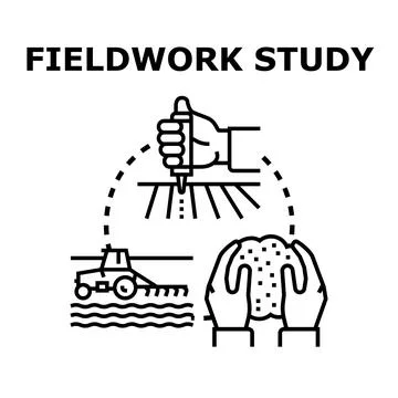 Fieldwork study research analyzing agriculture production process Stock Illustration