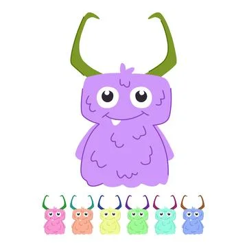 Fiend monster with horns vector cartoon graphic Stock Illustration