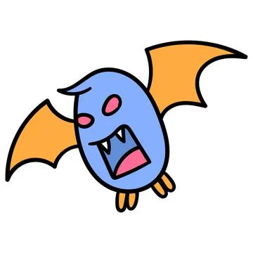 A fierce bat faced beast with sharp teeth. carton emoticon. doodle icon drawi Stock Illustration