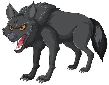 Fierce Cartoon Wolf Snarling Stock Illustration
