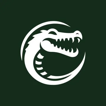 Fierce Crocodile Logo Emblem in Circular Silhouette Stock Illustration