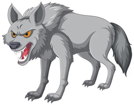 Fierce Grey Wolf Illustration Stock Illustration