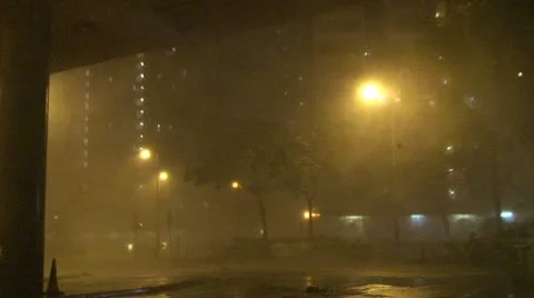 Fierce Hurricane Winds Tear Through City Stock Footage 9313849