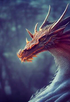 Fierce ice dragon AI generated art Stock Illustration